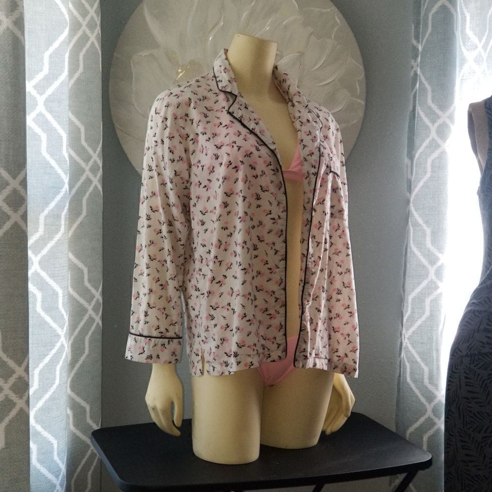 Victoria Secret Pajama button  up Shirt pink 100%Cotton